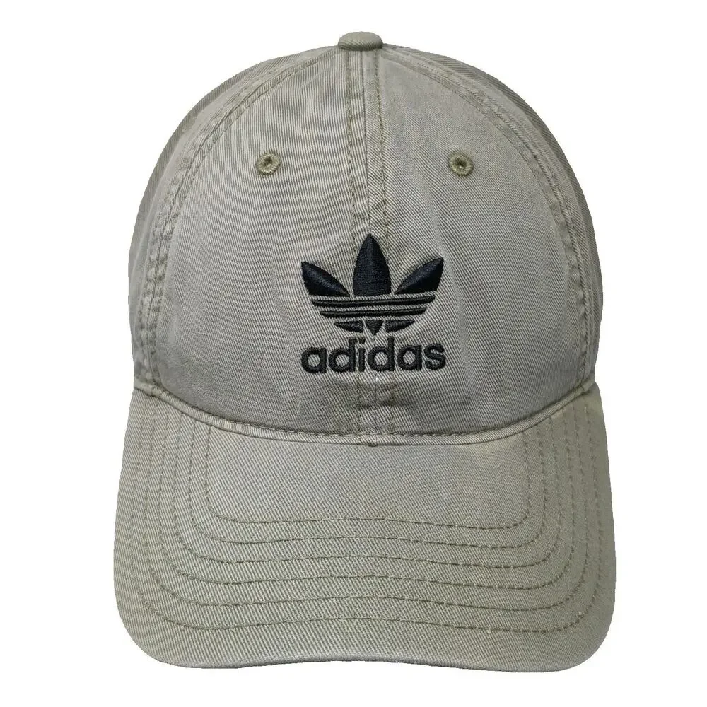 Adidas Baseball Cap Green One Size Cotton Trefoil Logo Strapback Curved Brim Hat